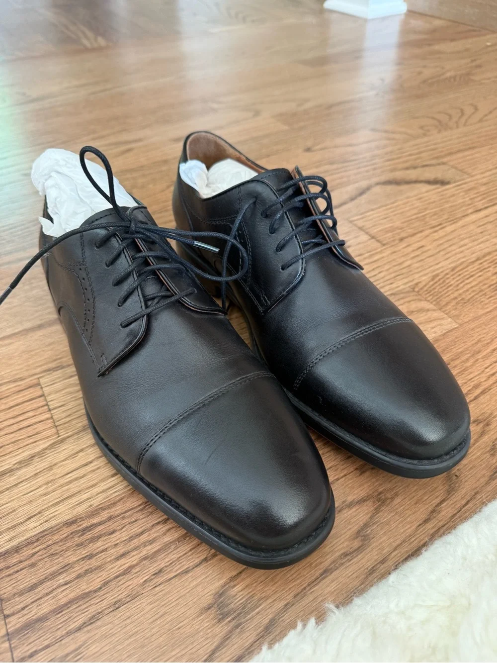 Johnston & Murphy Black Cap-Toe Derby Lace-Ups
